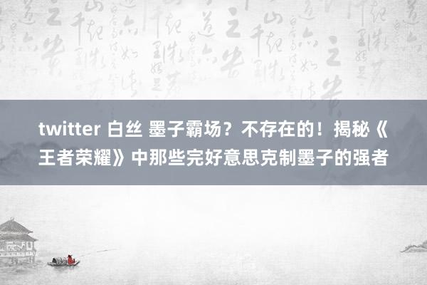 twitter 白丝 墨子霸场？不存在的！揭秘《王者荣耀》中那些完好意思克制墨子的强者