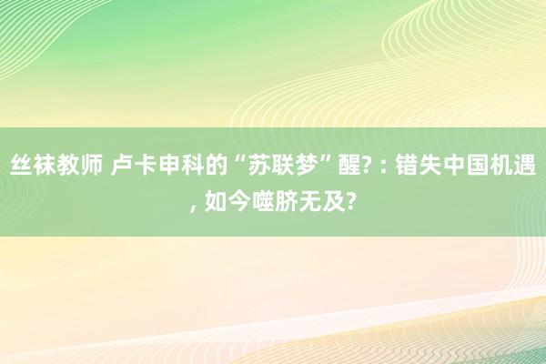 丝袜教师 卢卡申科的“苏联梦”醒? : 错失中国机遇, 如今噬脐无及?