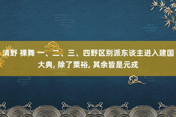 清野 裸舞 一、二、三、四野区别派东谈主进入建国大典, 除了粟裕, 其余皆是元戎