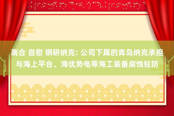 高合 自慰 钢研纳克: 公司下属的青岛纳克承担与海上平台、海优势电等海工装备腐蚀驻防