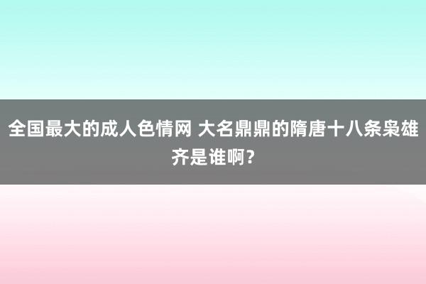 全国最大的成人色情网 大名鼎鼎的隋唐十八条枭雄齐是谁啊？