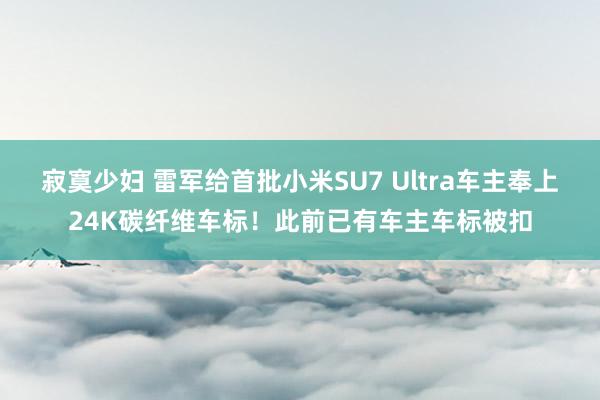 寂寞少妇 雷军给首批小米SU7 Ultra车主奉上24K碳纤维车标！此前已有车主车标被扣